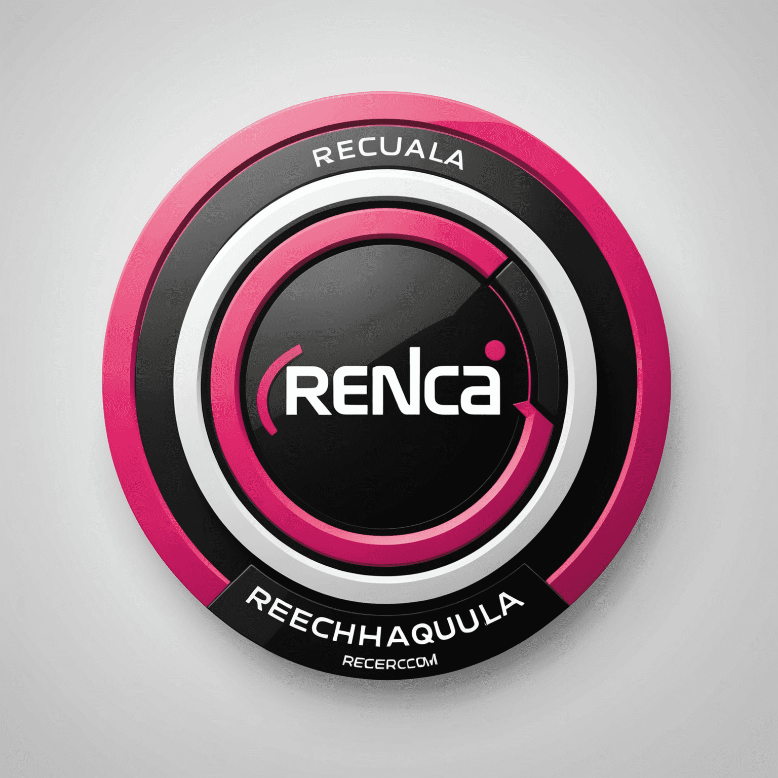 شعار rechaqula_com يظهر تصميمًا حديثًا يجمع بين الأحمر والوردي والأسود والأبيض، ويعكس مفهوم حلول الاتصالات المتنقلة في الإمارات