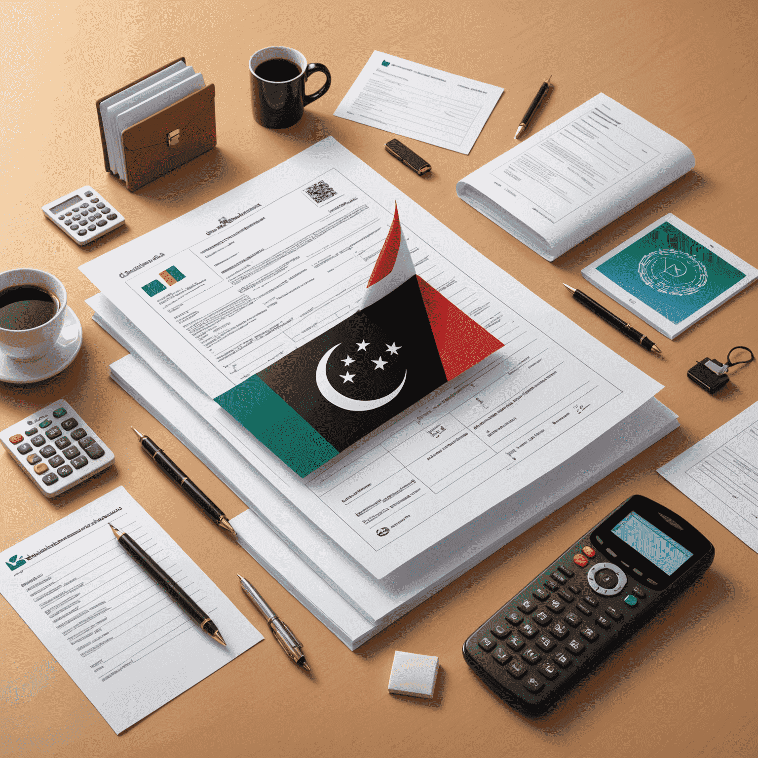 صورة توضيحية لأحدث لوائح الاتصالات في الإمارات العربية المتحدة، تظهر وثائق رسمية ورموز الاتصالات